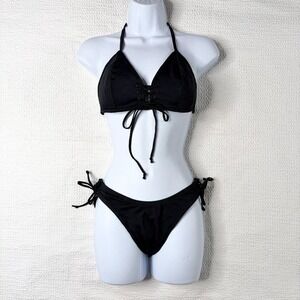 2003 Victoria's Secret black lace up bikini set